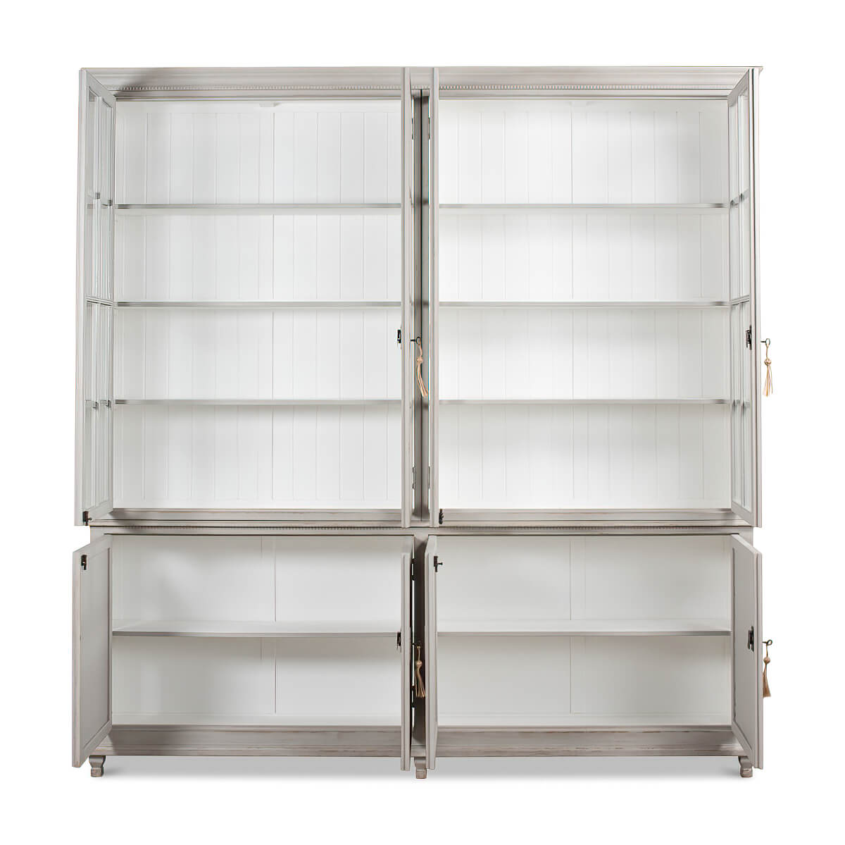 Rustic Grey Painted Bookcase - English Georgian America