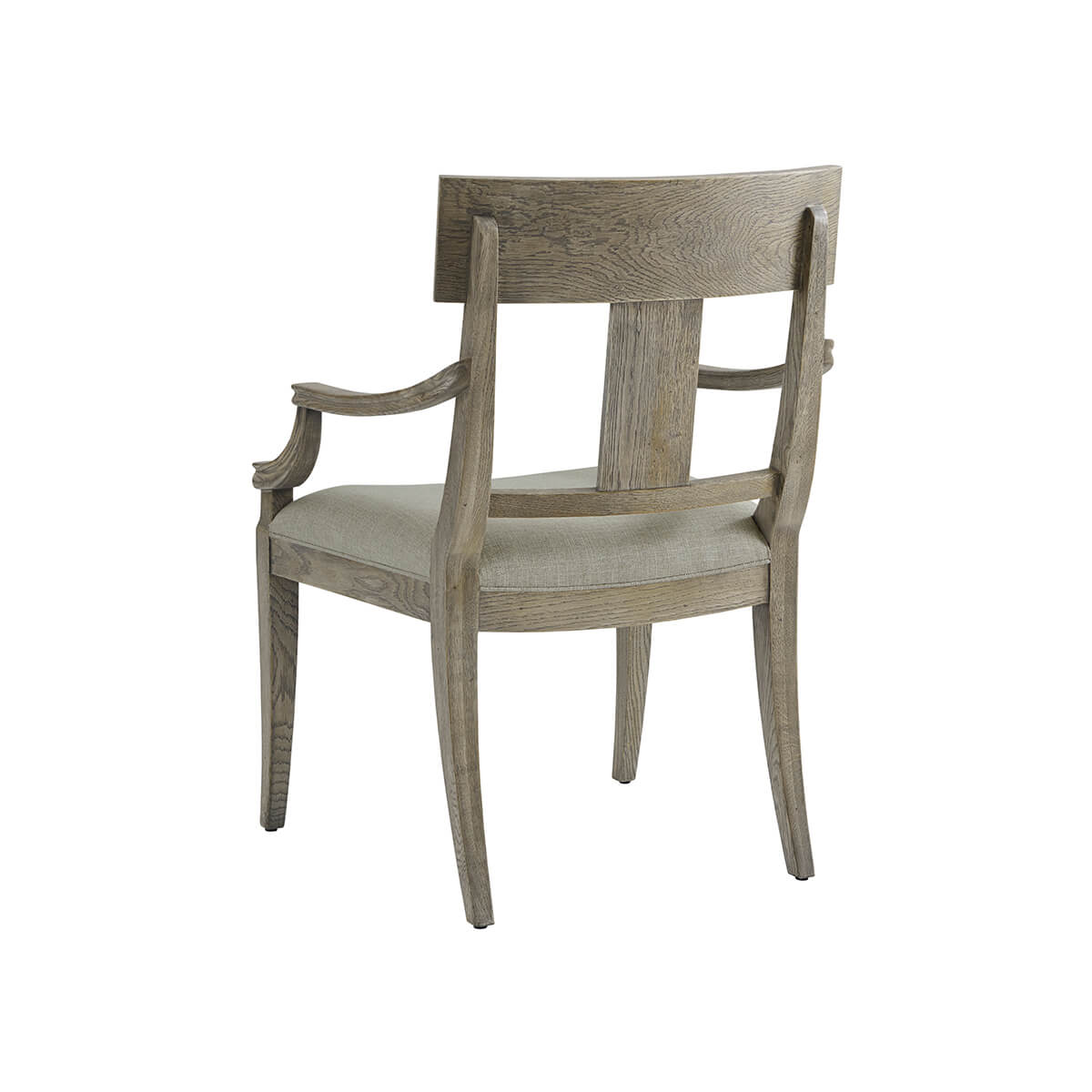 Rustic Greyed Oak Klismos Dining Armchair - English Georgian America