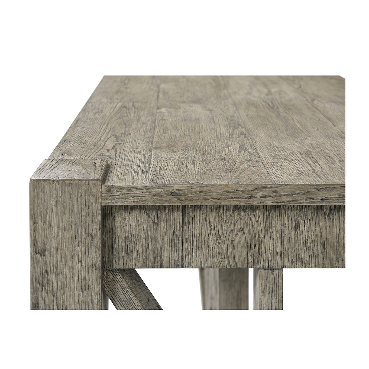 Rustic Greyed Oak Large Console Table - English Georgian America