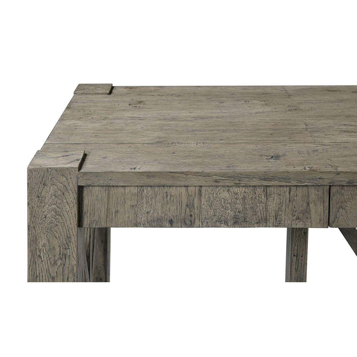 Rustic Greyed Oak Large Console Table - English Georgian America