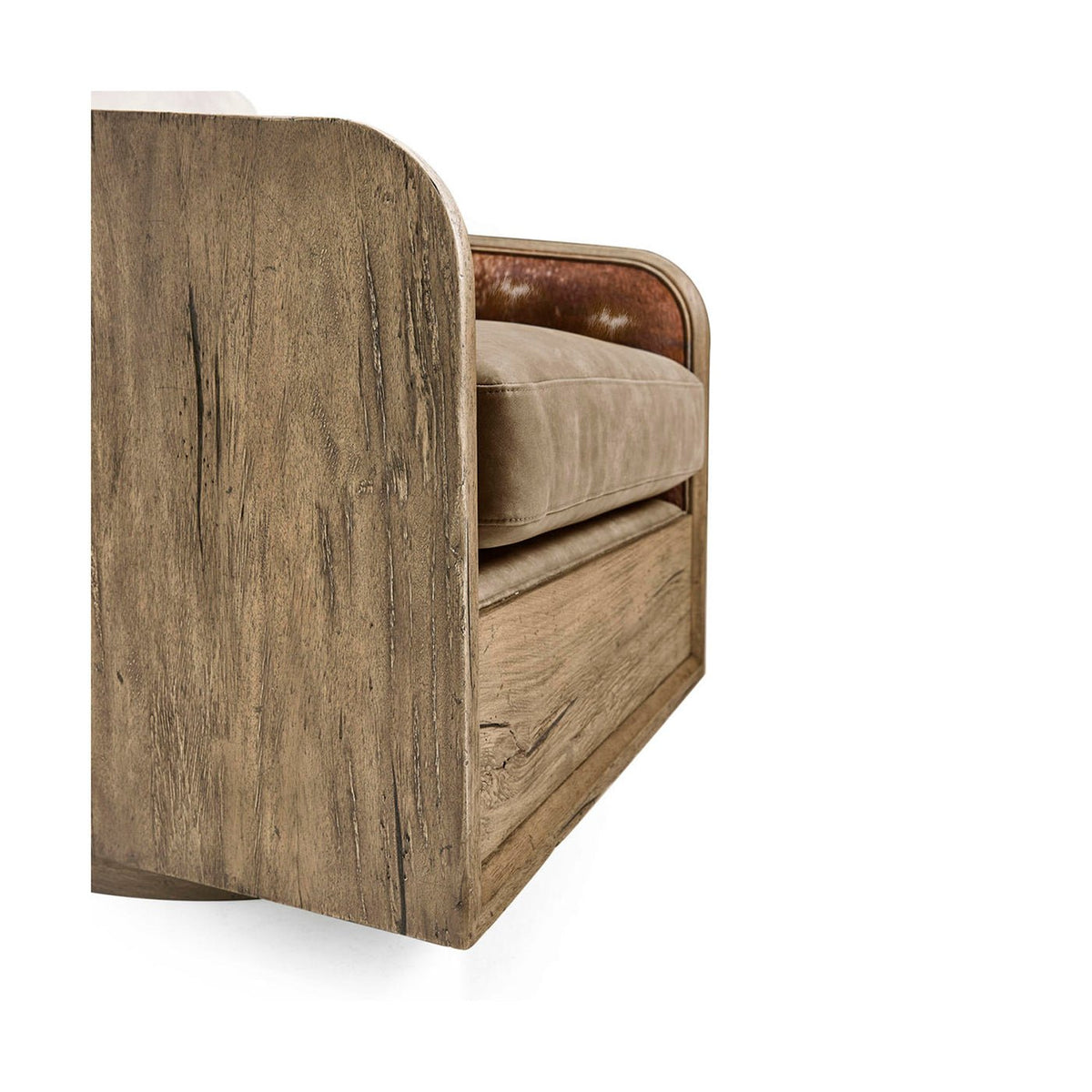 Rustic Modern Leather Swivel Armchair - English Georgian America