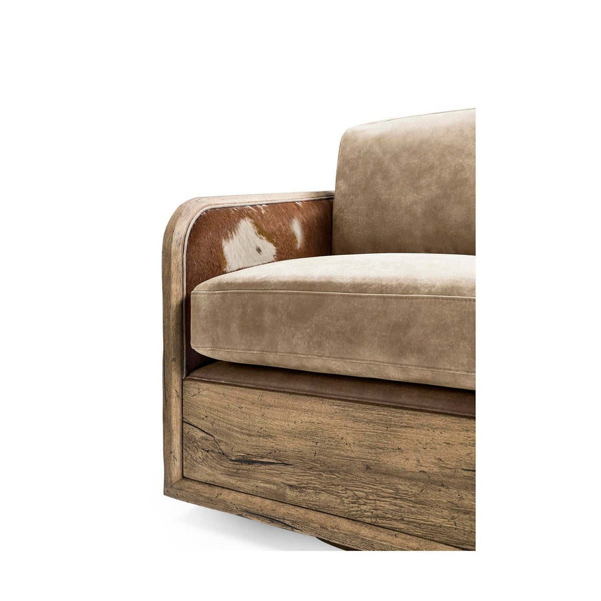 Rustic Modern Leather Swivel Armchair - English Georgian America