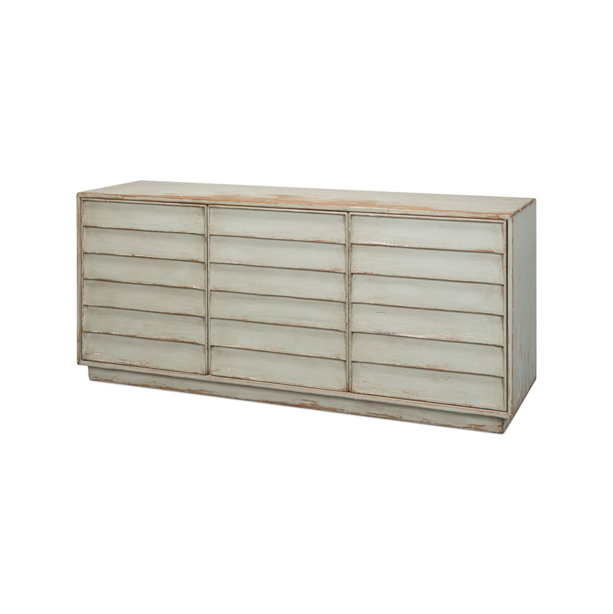 Rustic Modern Louvered Sideboard - Sage - English Georgian America