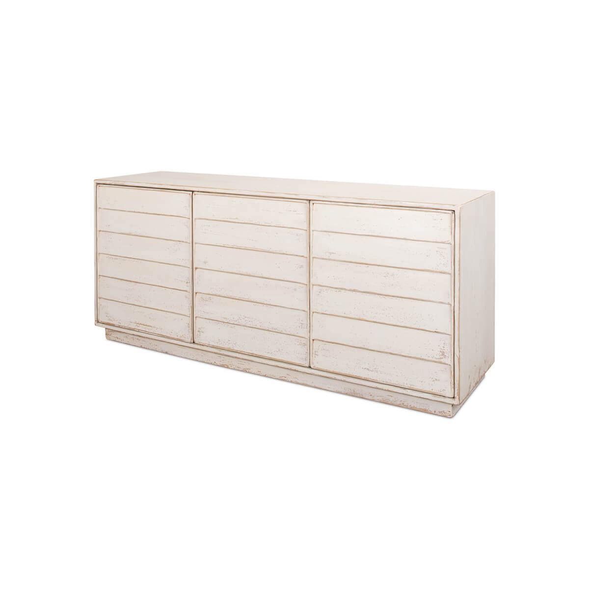 Rustic Modern Louvered Sideboard - Whitewash - English Georgian America
