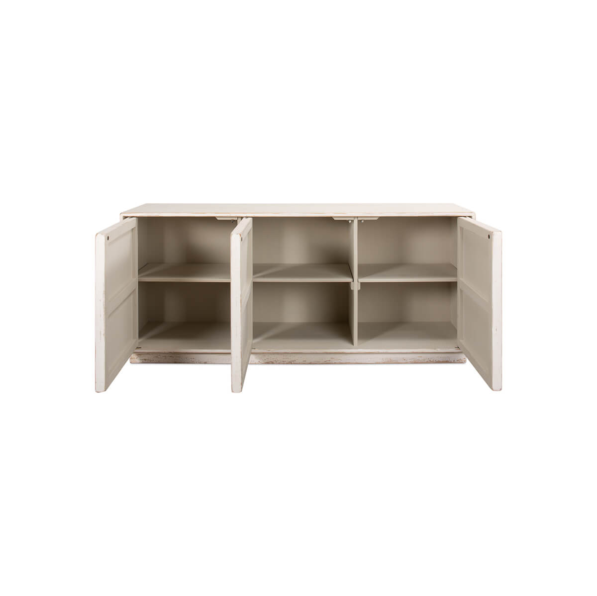 Rustic Modern Louvered Sideboard - Whitewash - English Georgian America