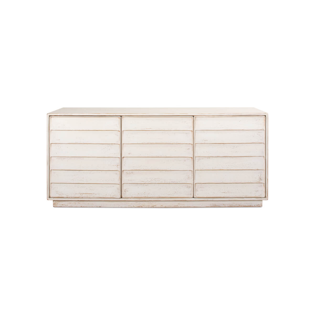 Rustic Modern Louvered Sideboard - Whitewash - English Georgian America