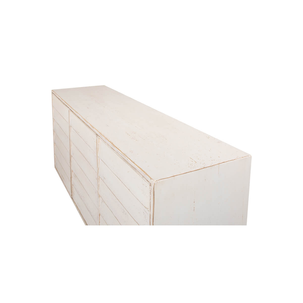 Rustic Modern Louvered Sideboard - Whitewash - English Georgian America