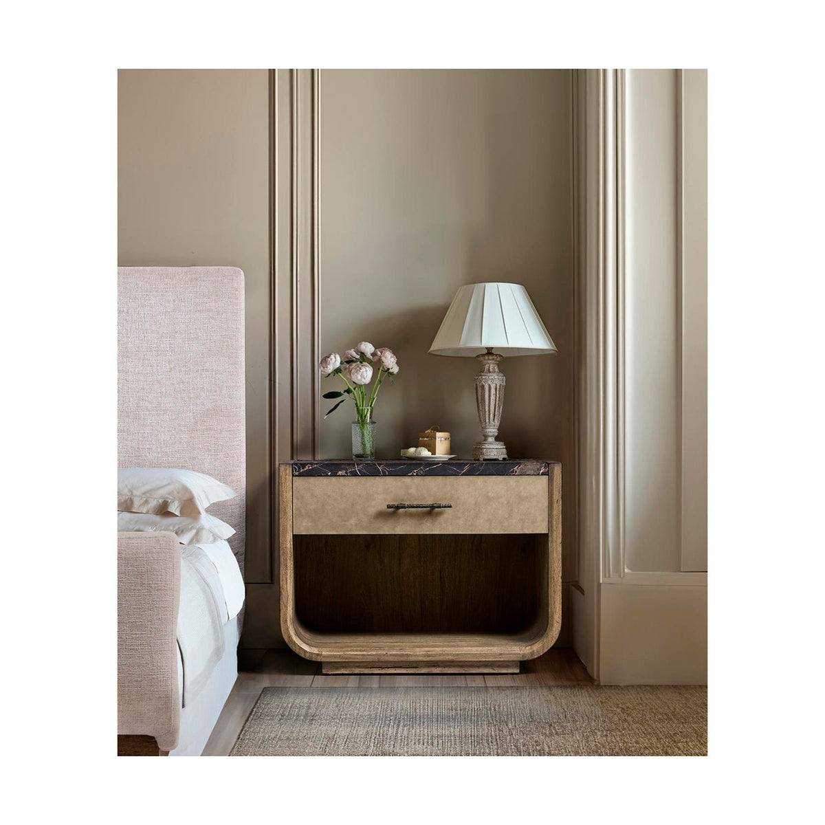Rustic Modern Nightstand with Marble Top - English Georgian America