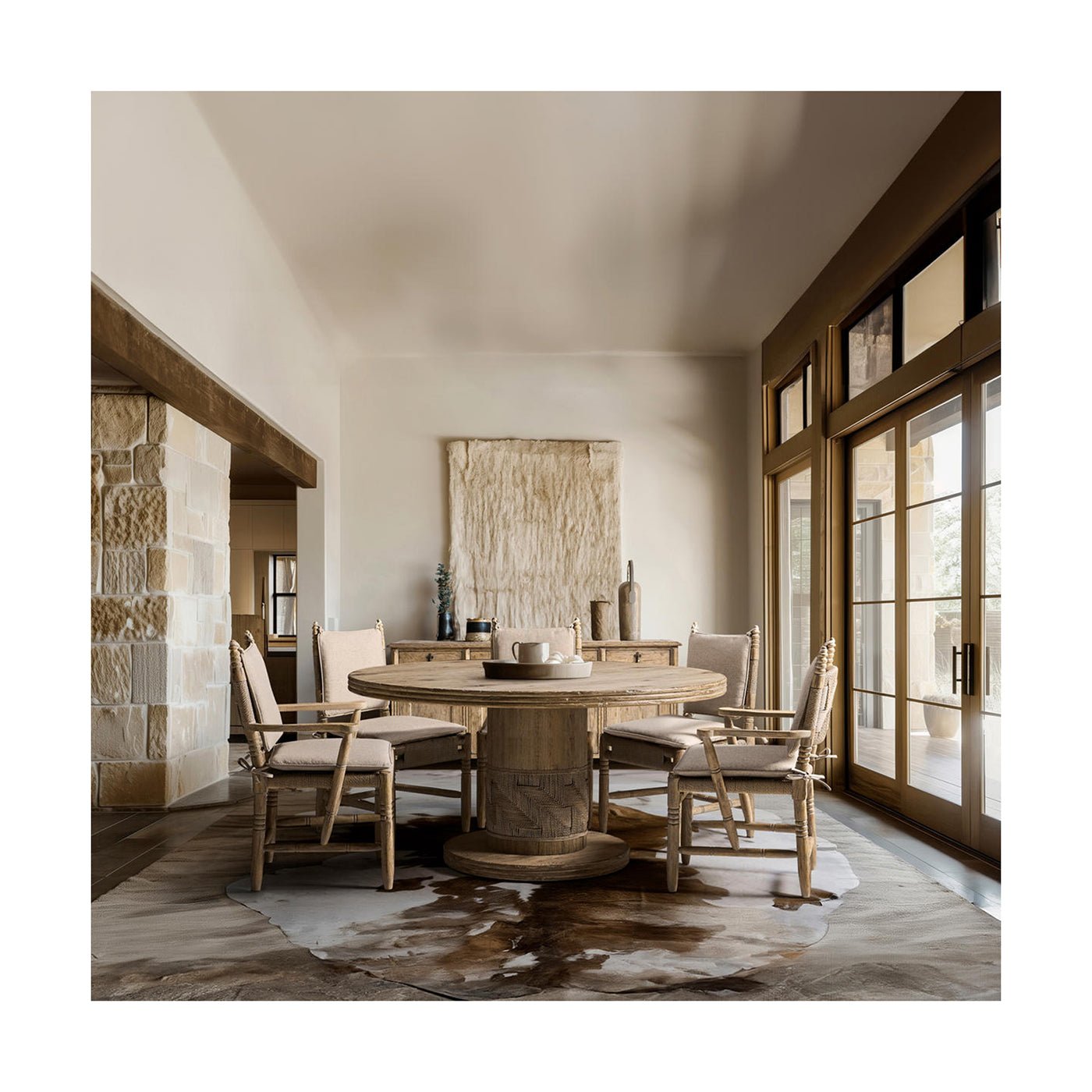 Rustic Modern Round Pedestal Dining Table - English Georgian America