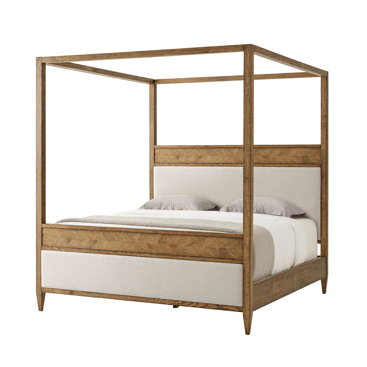 Rustic Oak Canopy California King Bed - English Georgian America
