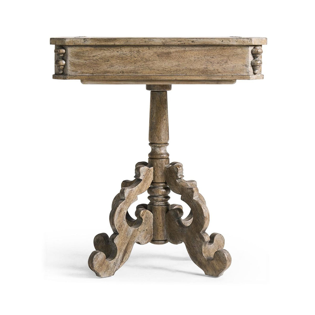 Rustic Oak French Country Pedestal Side Table - English Georgian America