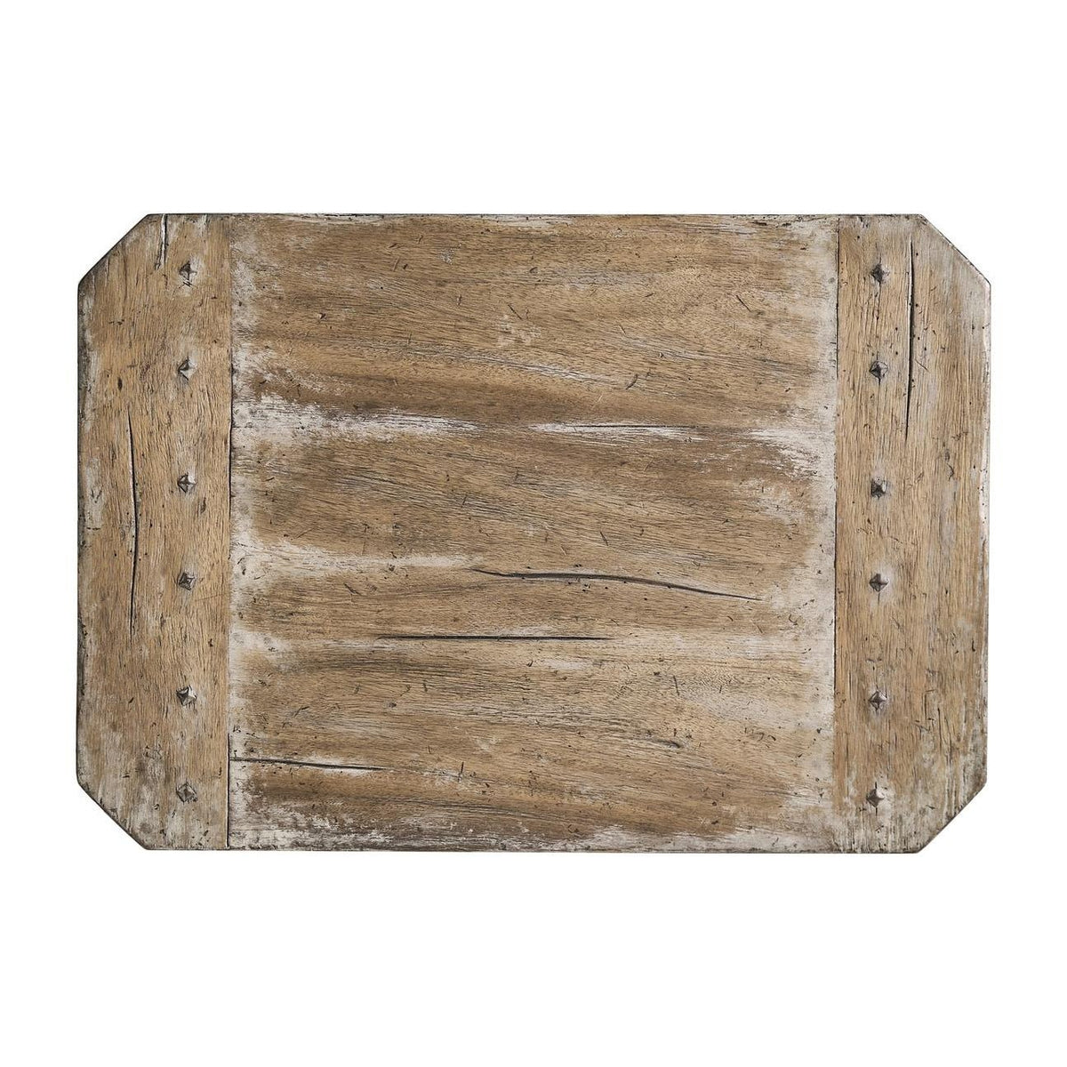 Rustic Oak French Country Pedestal Side Table - English Georgian America