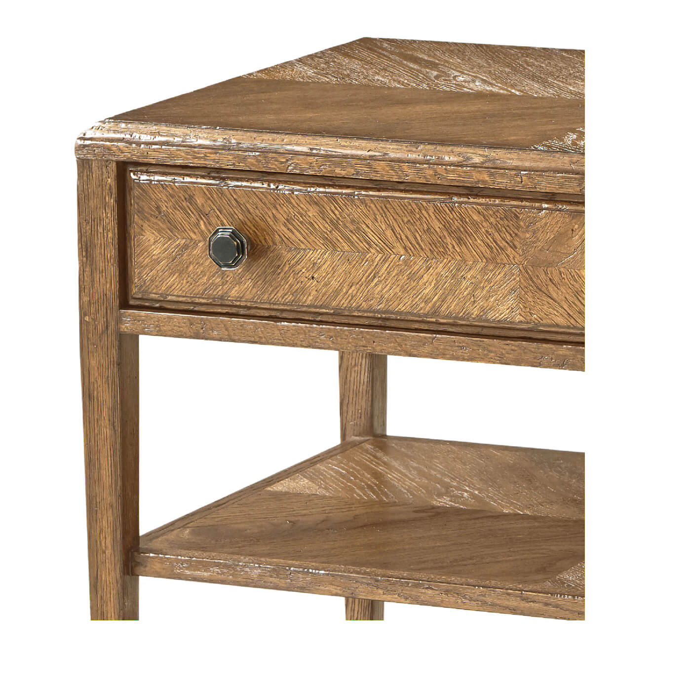Rustic Oak Nightstand - Light Oak - English Georgian America