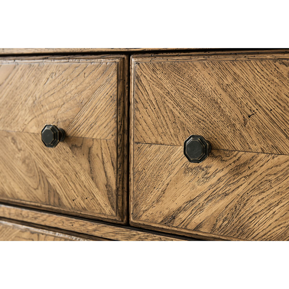 Rustic Oak Parquetry Dresser - English Georgian America