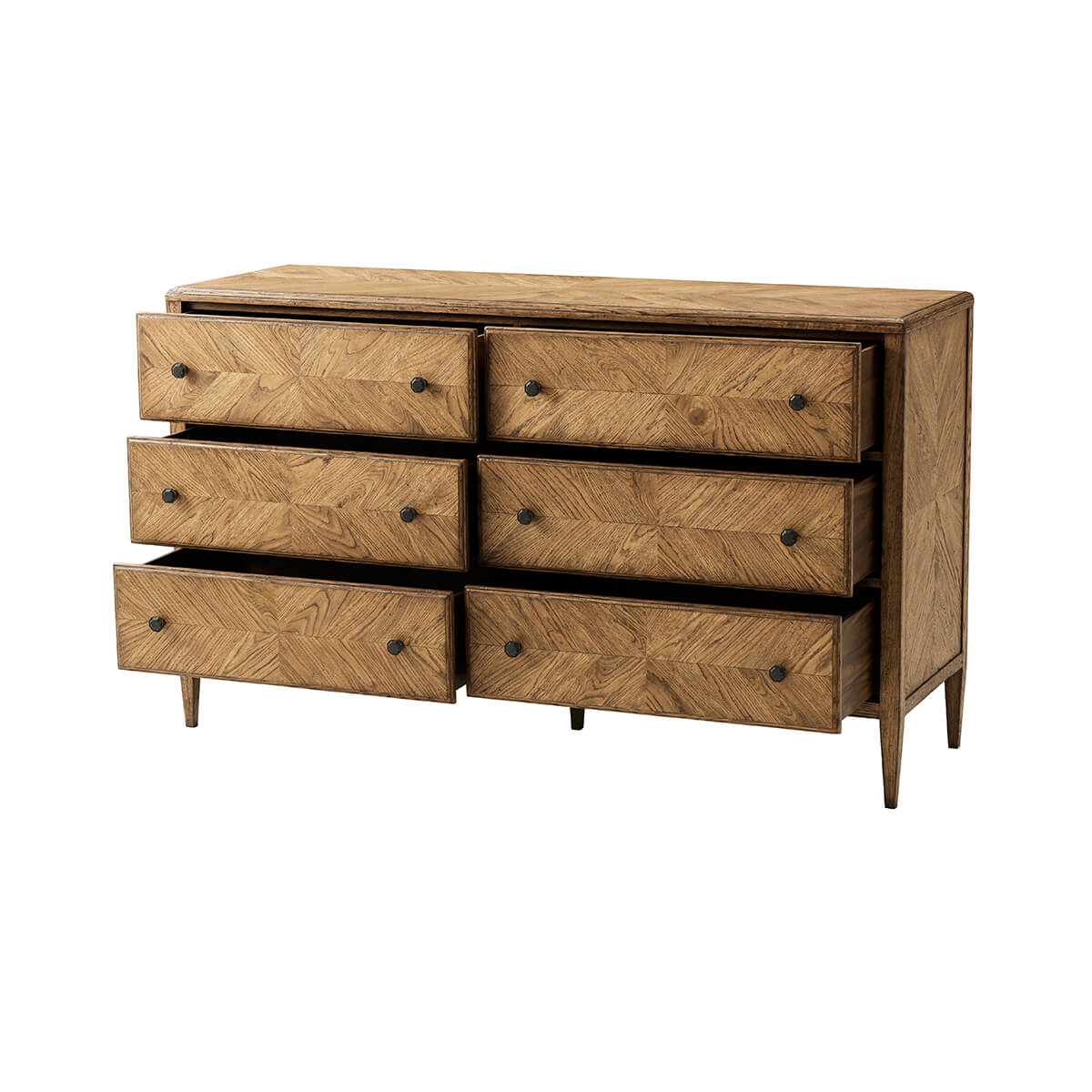 Rustic Oak Parquetry Dresser - English Georgian America