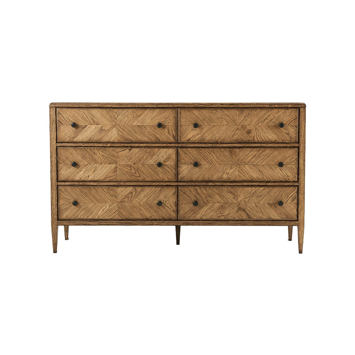 Rustic Oak Parquetry Dresser - English Georgian America
