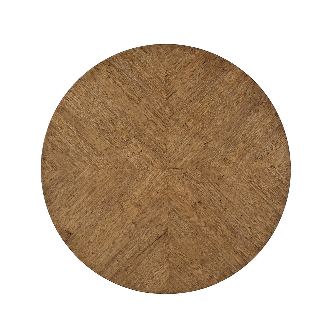 Rustic Oak Parquetry Round Dining Table - English Georgian America