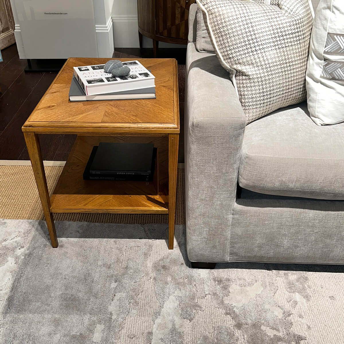 Rustic Oak Parquetry Side Table - English Georgian America