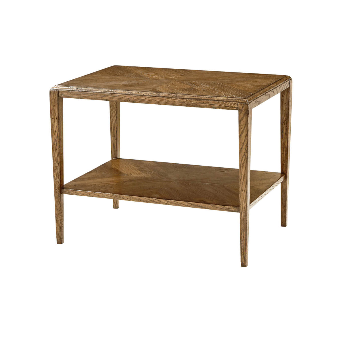 Rustic Oak Parquetry Side Table - English Georgian America