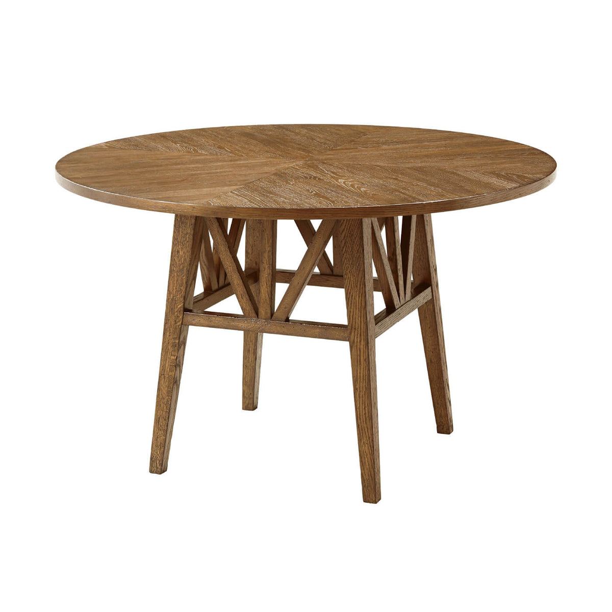 Rustic Oak Round Dining Table - English Georgian America