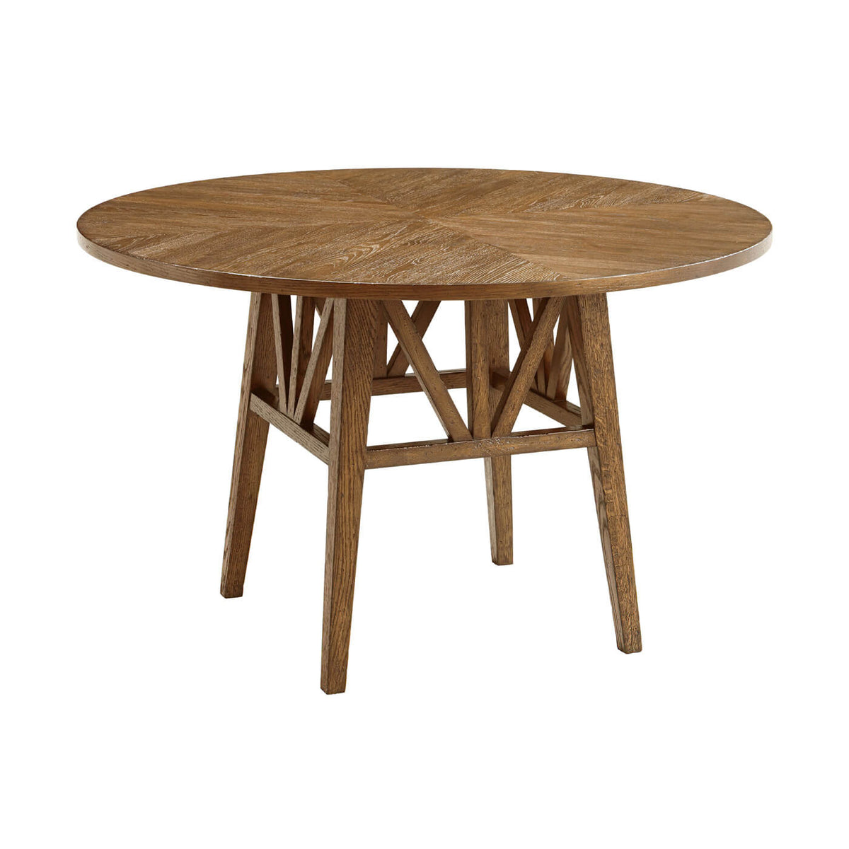 Rustic Oak Round Dining Table - English Georgian America