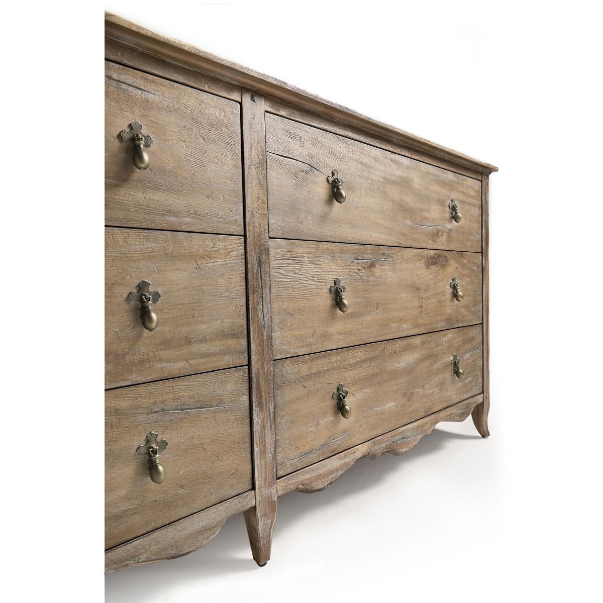 Rustic Oak Six - Drawer French Country Dresser - English Georgian America