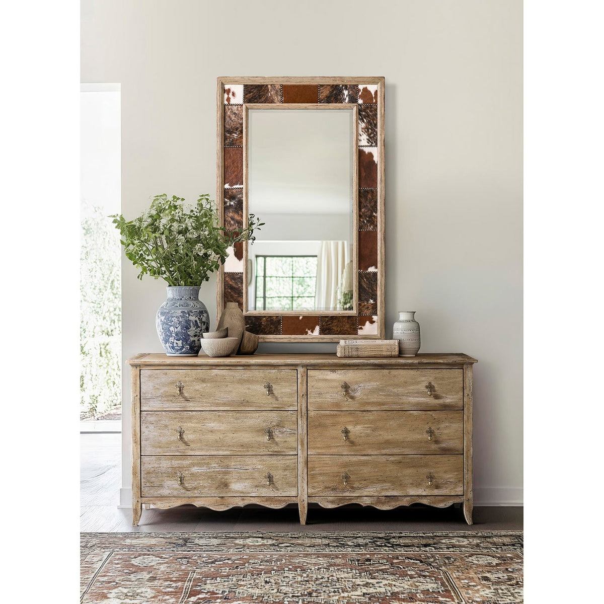 Rustic Oak Six - Drawer French Country Dresser - English Georgian America