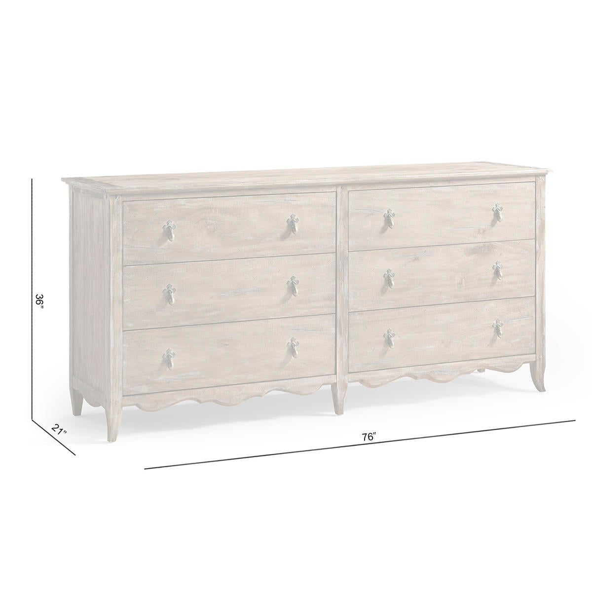 Rustic Oak Six - Drawer French Country Dresser - English Georgian America