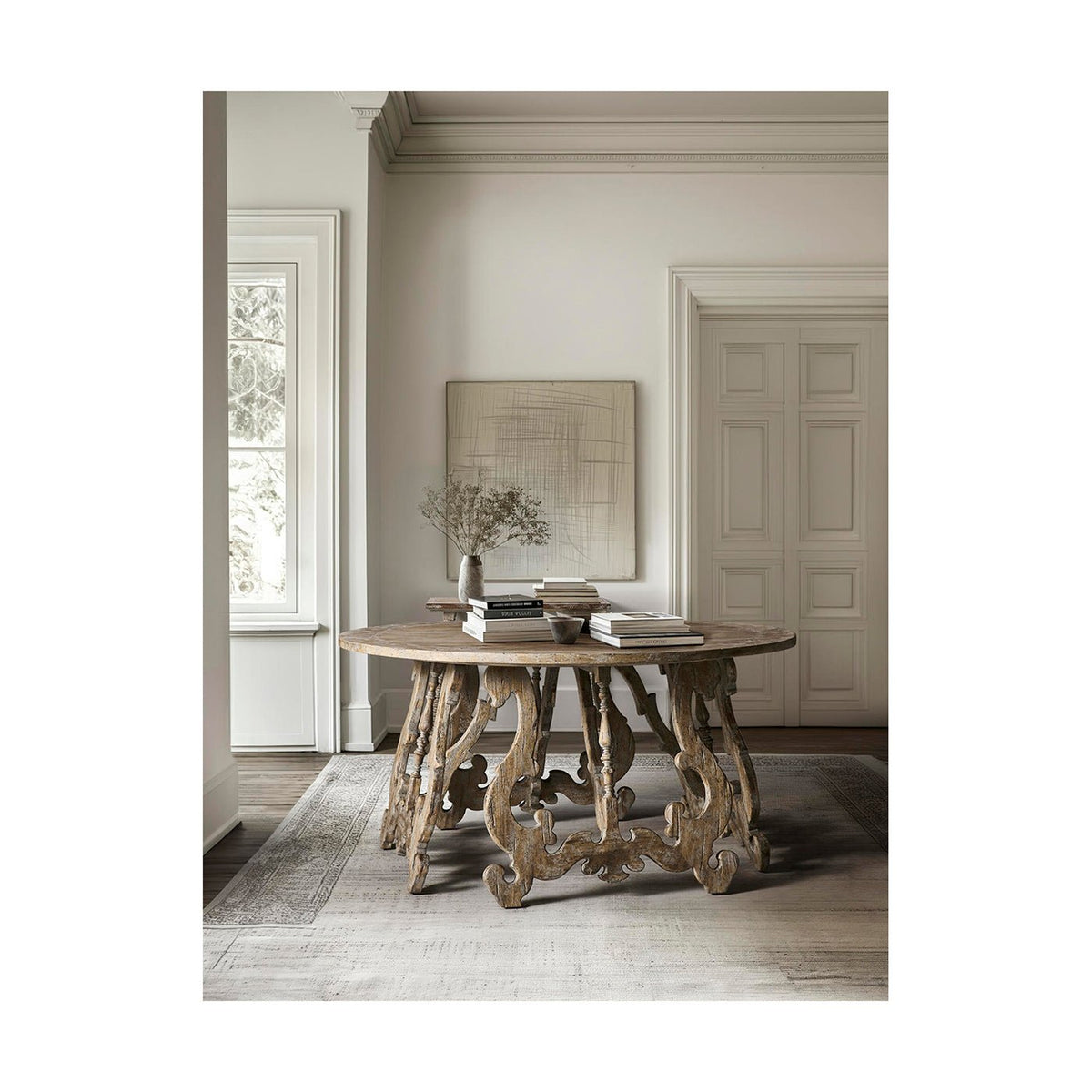 Rustic Oak Spanish - Style Center Table - English Georgian America