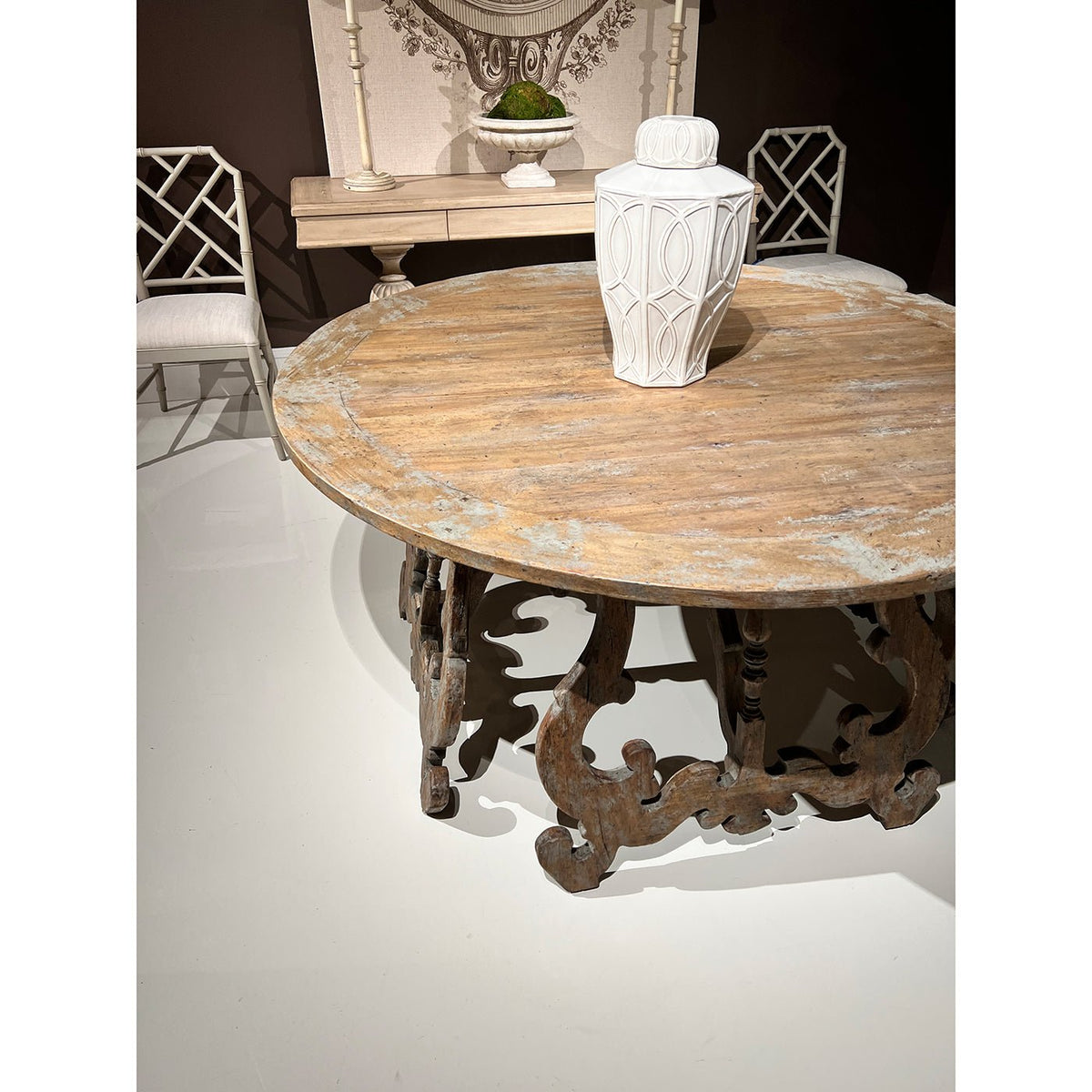 Rustic Oak Spanish - Style Center Table - English Georgian America