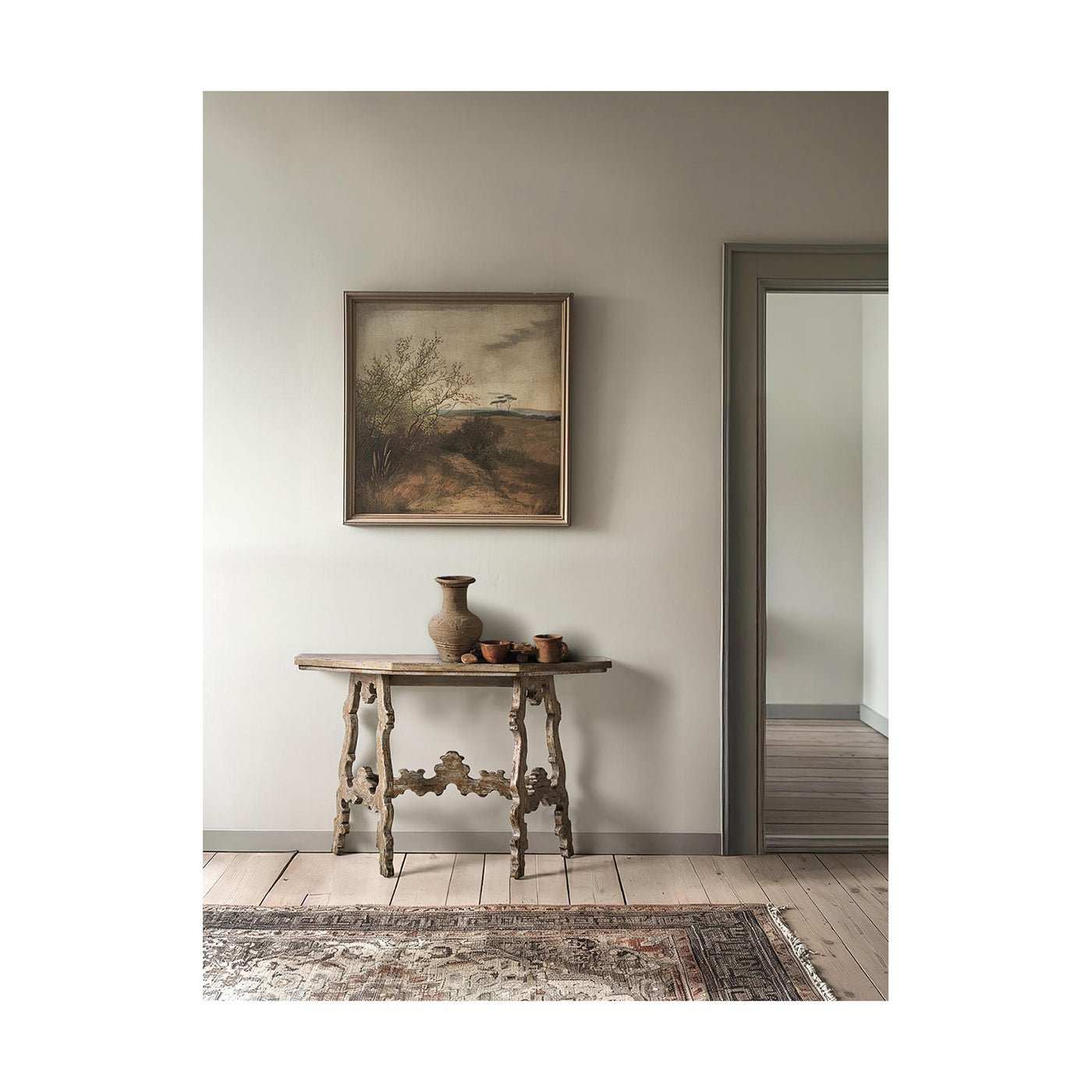 Rustic Oak Spanish - Style Console Table - English Georgian America