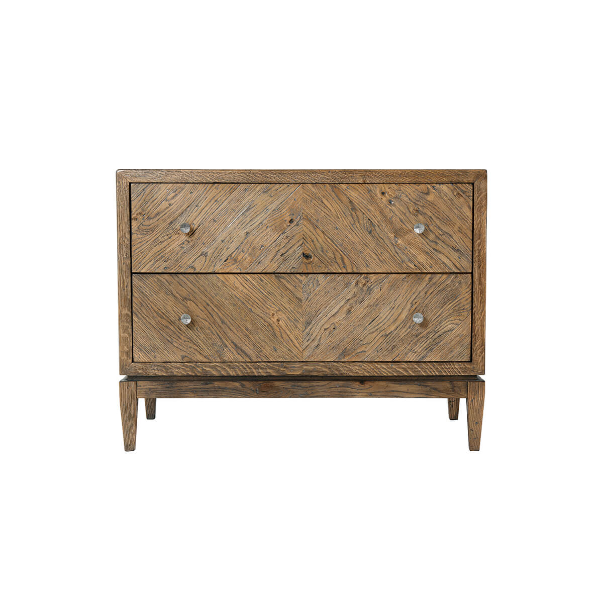 Rustic Oak Two Drawer Nightstand - English Georgian America