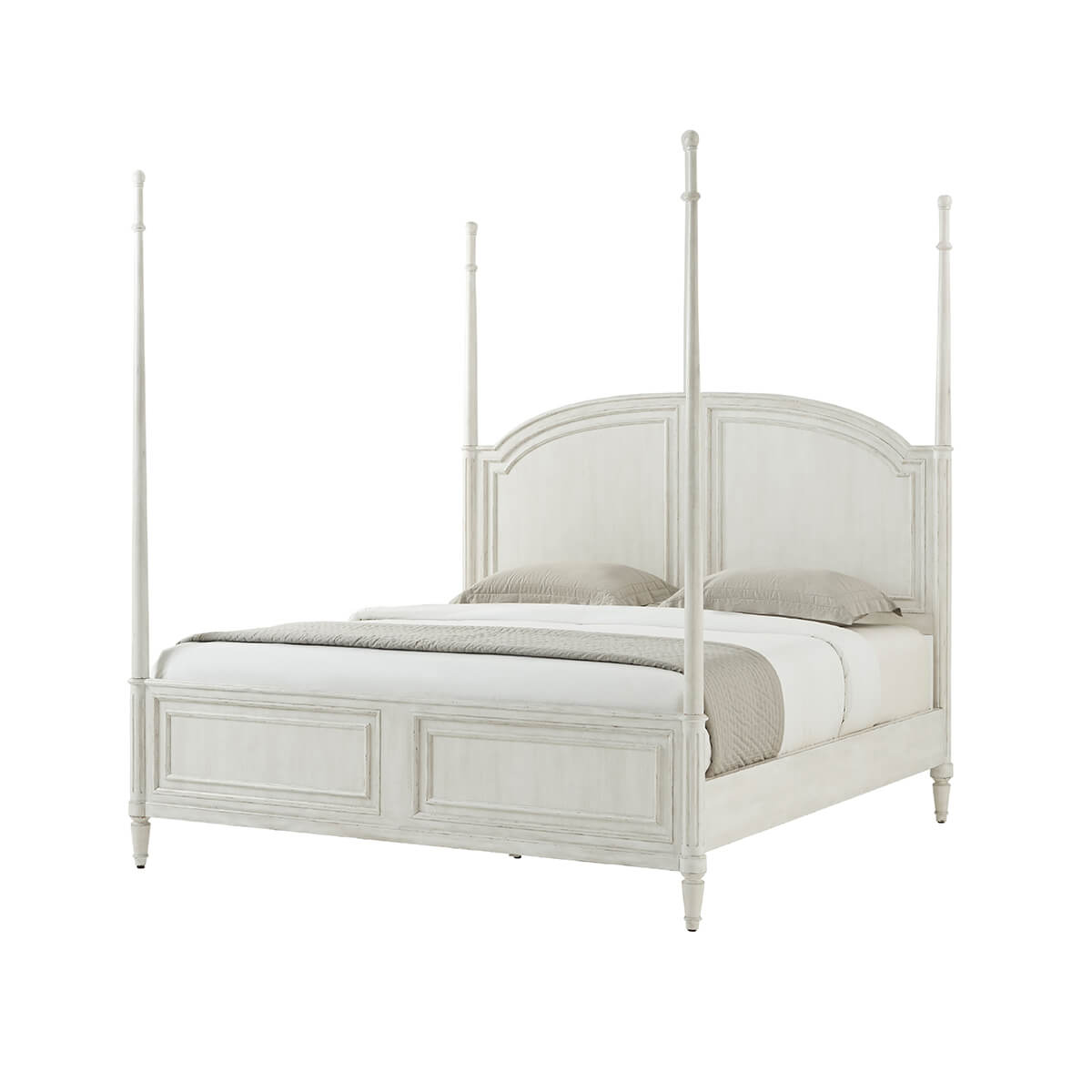 Rustic Painted Four Post King Bed - English Georgian America