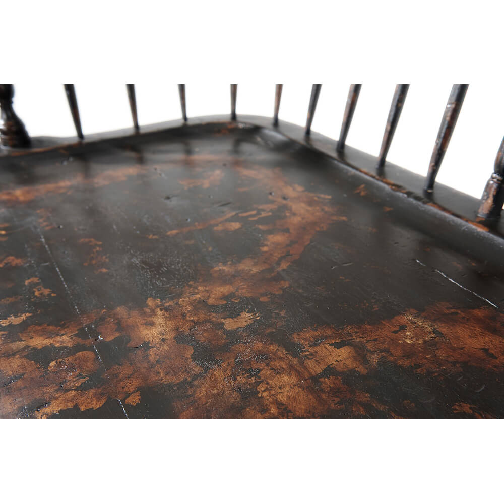 Rustic Painted Hoop Back Bench - English Georgian America