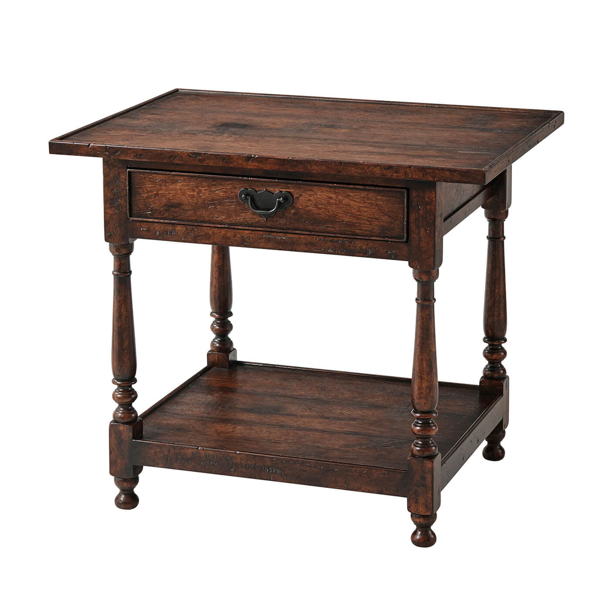 Rustic Plank Top End Table - English Georgian America