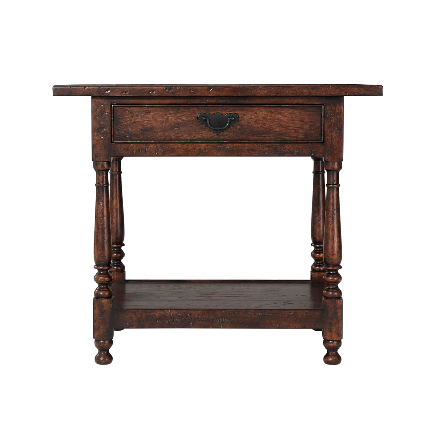 Rustic Plank Top End Table - English Georgian America