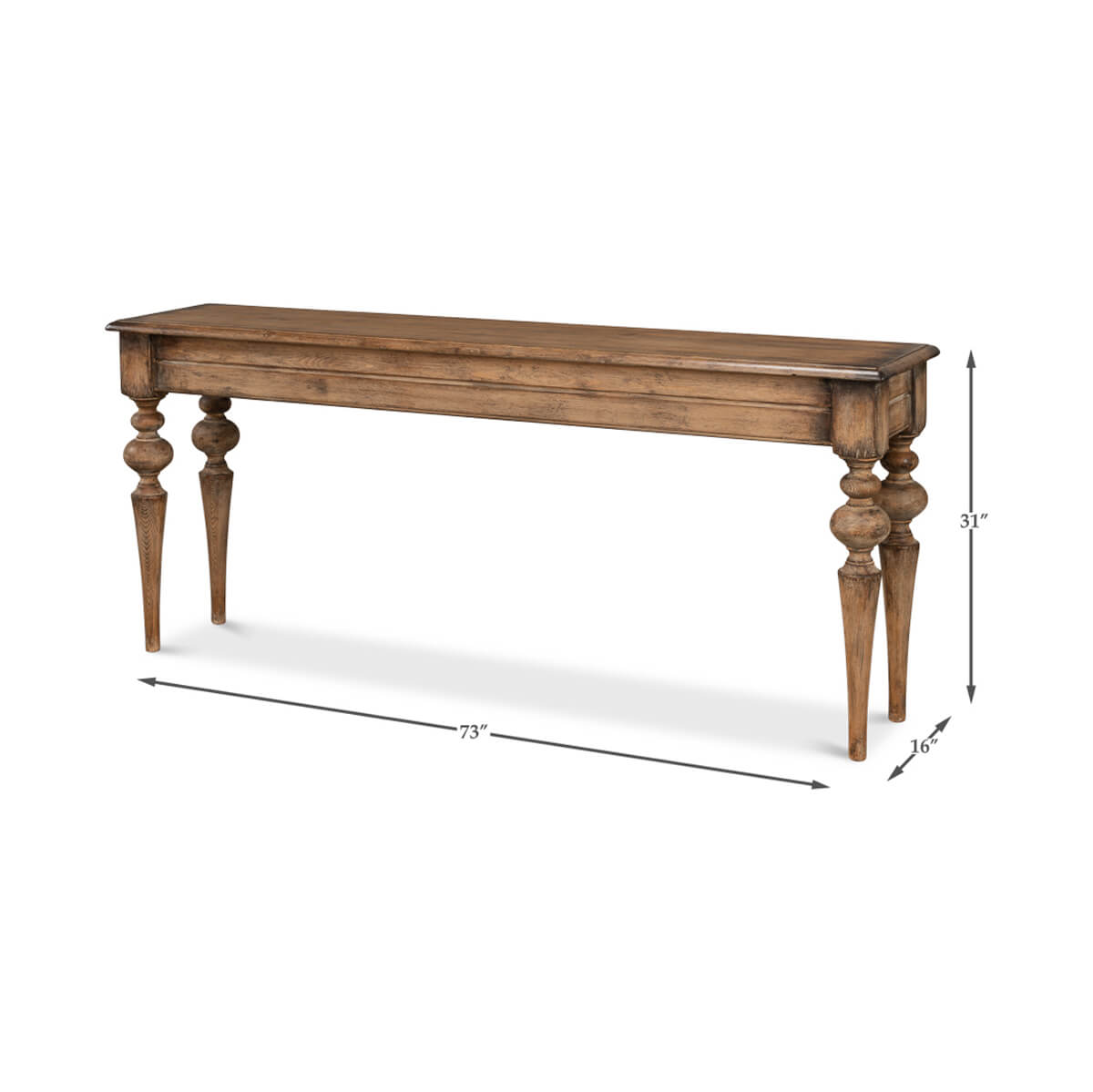 Rustic Provincial Pine Console Table - English Georgian America