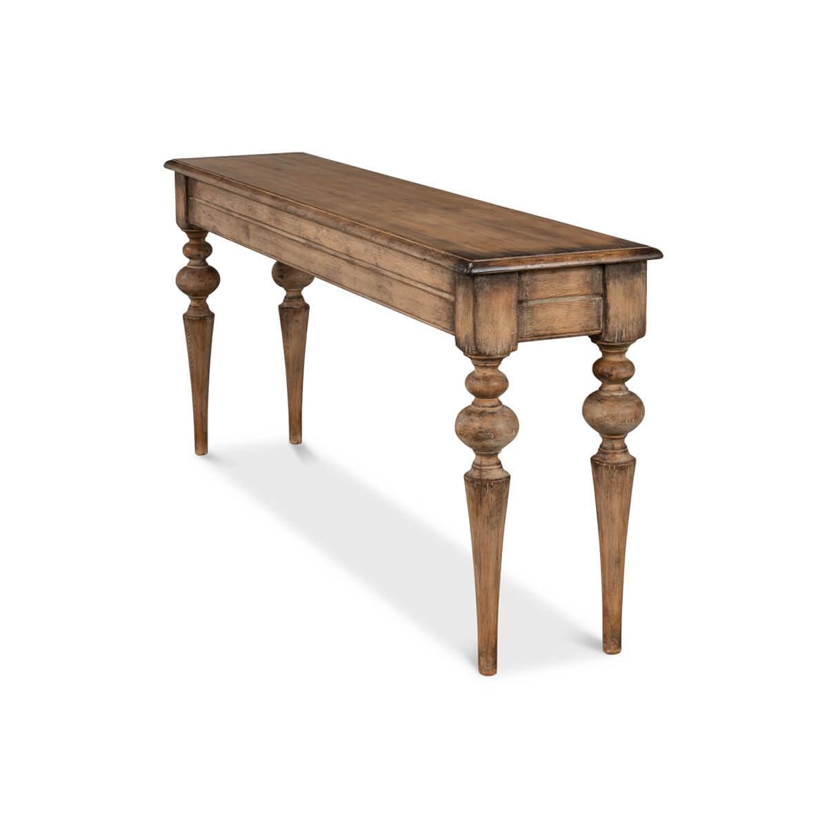 Rustic Provincial Pine Console Table - English Georgian America