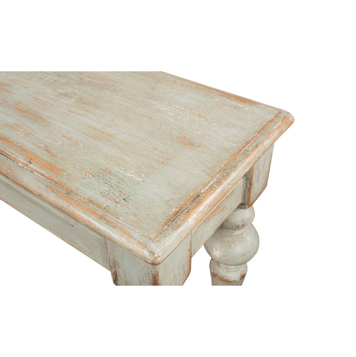 Rustic Provincial Sage Pine Console Table - English Georgian America