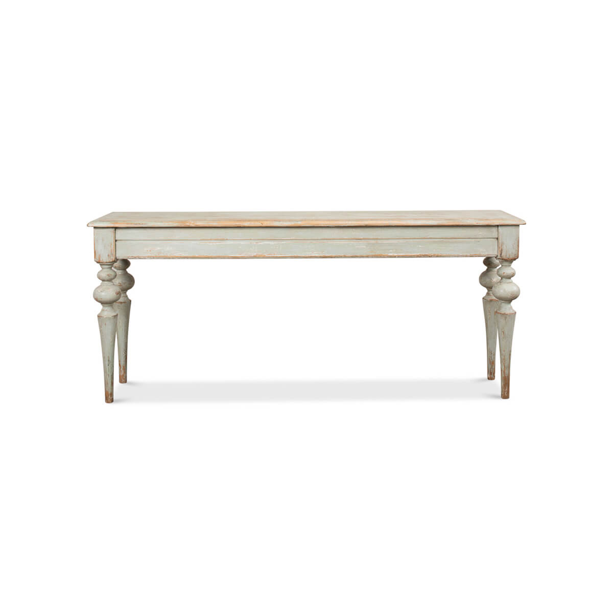Rustic Provincial Sage Pine Console Table - English Georgian America
