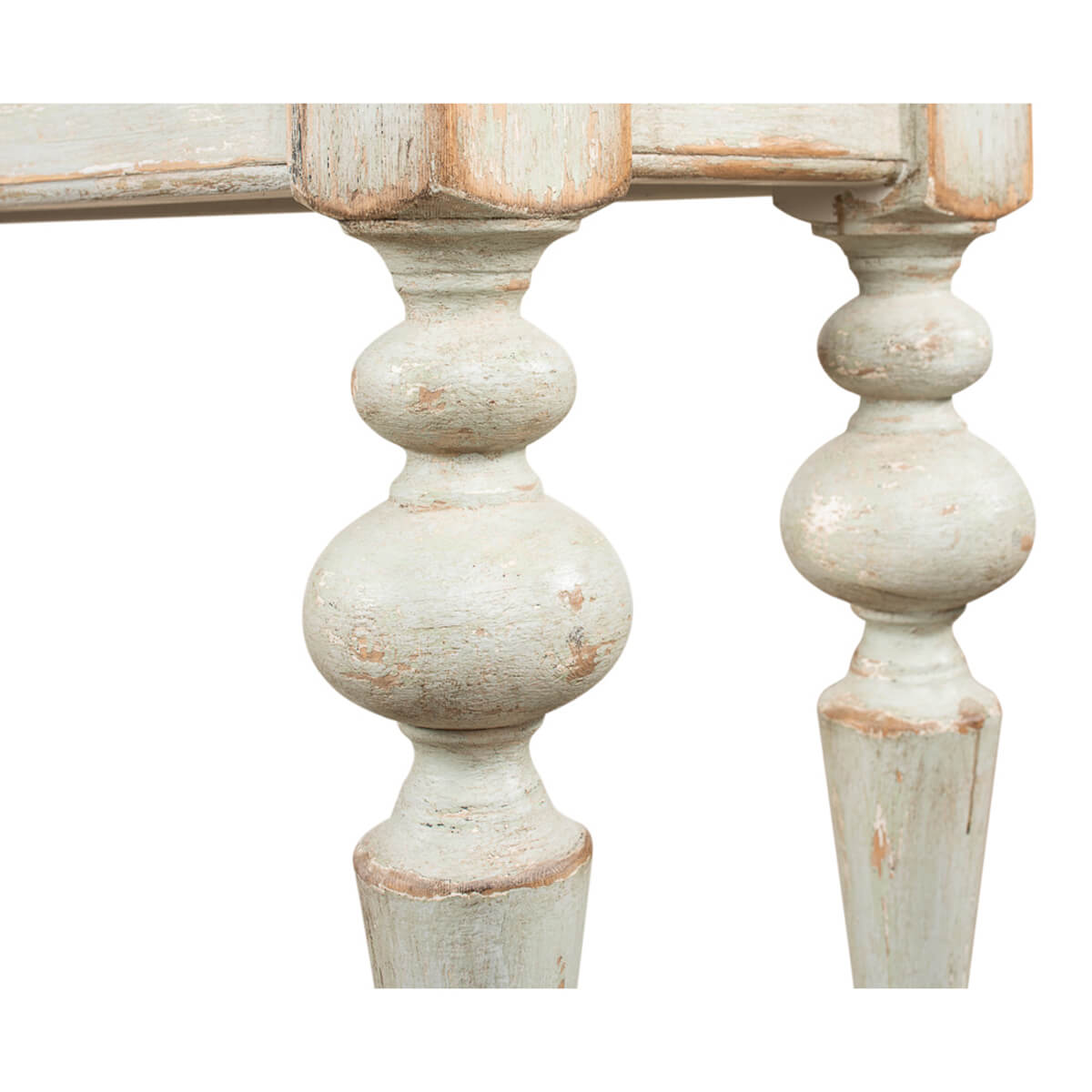 Rustic Provincial Sage Pine Console Table - English Georgian America