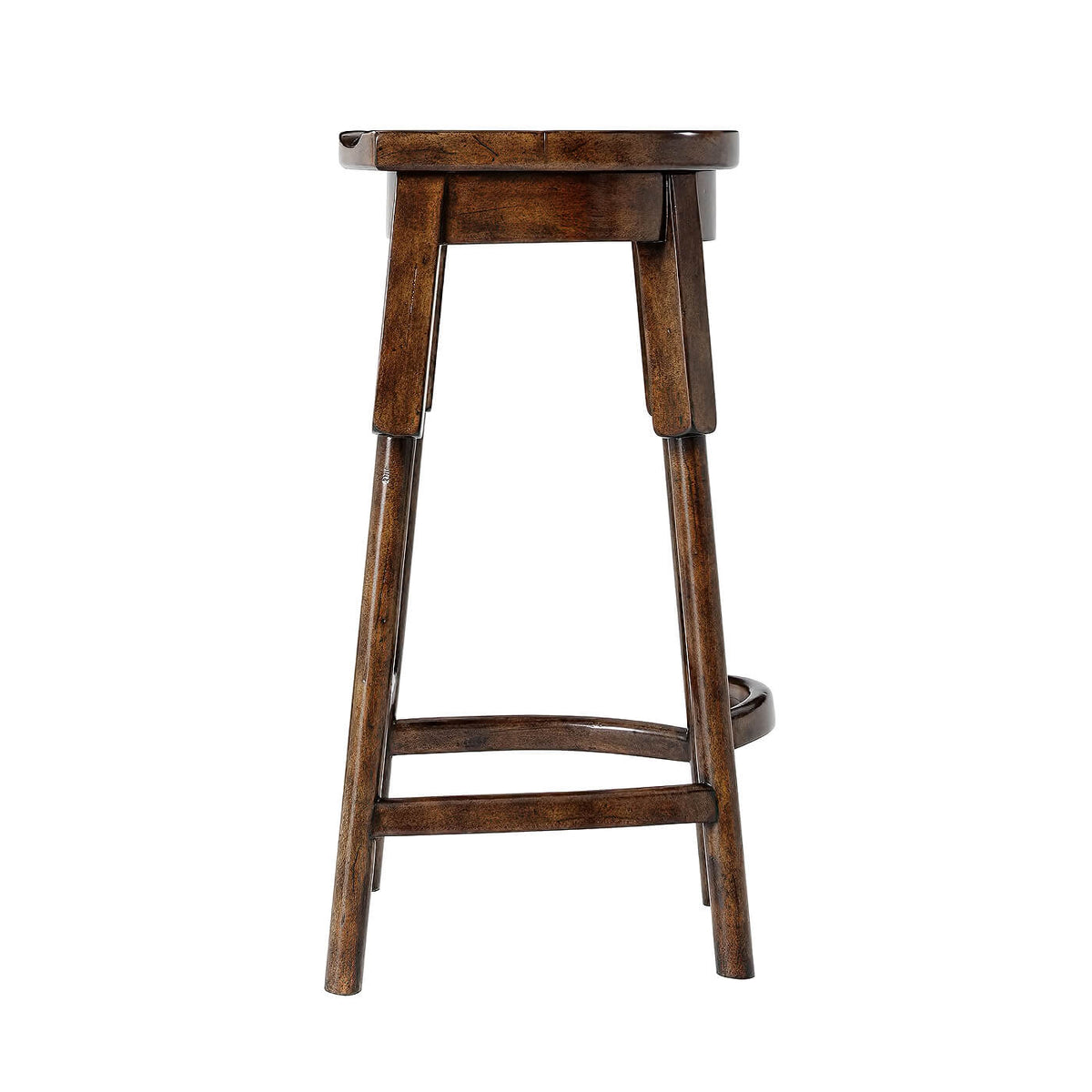 Rustic Provincial Wooden Bar Stool - English Georgian America