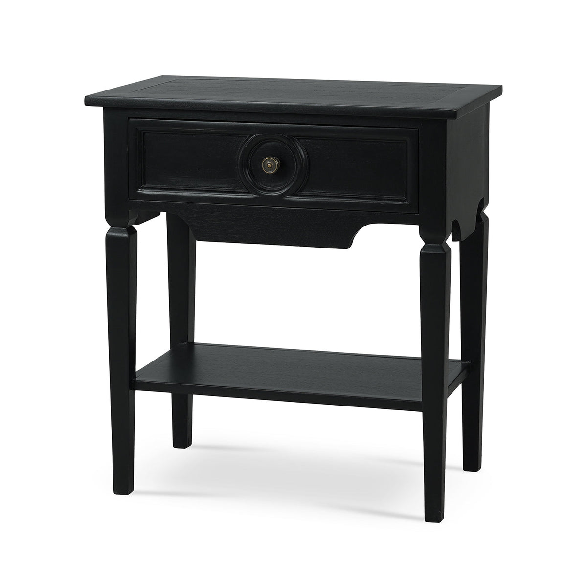 Rustic Rectangular Black Painted End Table - English Georgian America