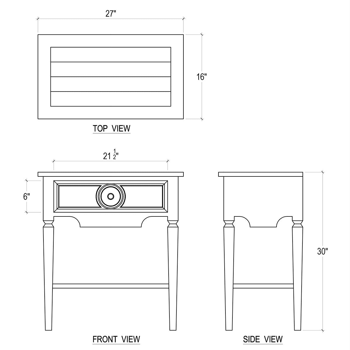 Rustic Rectangular Black Painted End Table - English Georgian America