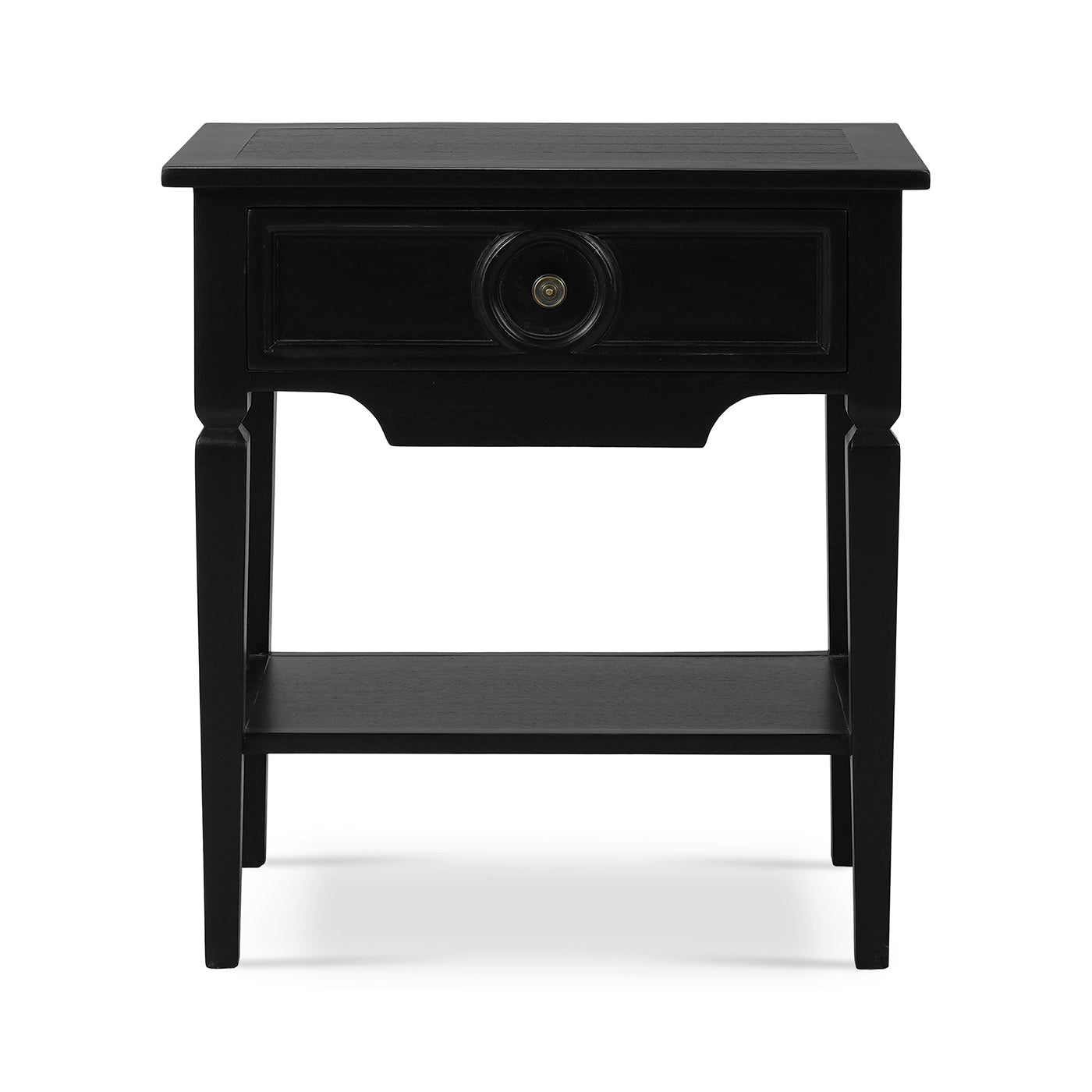 Rustic Rectangular Black Painted End Table - English Georgian America