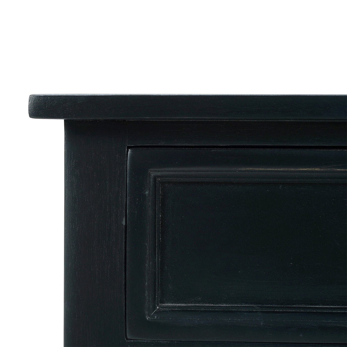 Rustic Rectangular Black Painted End Table - English Georgian America