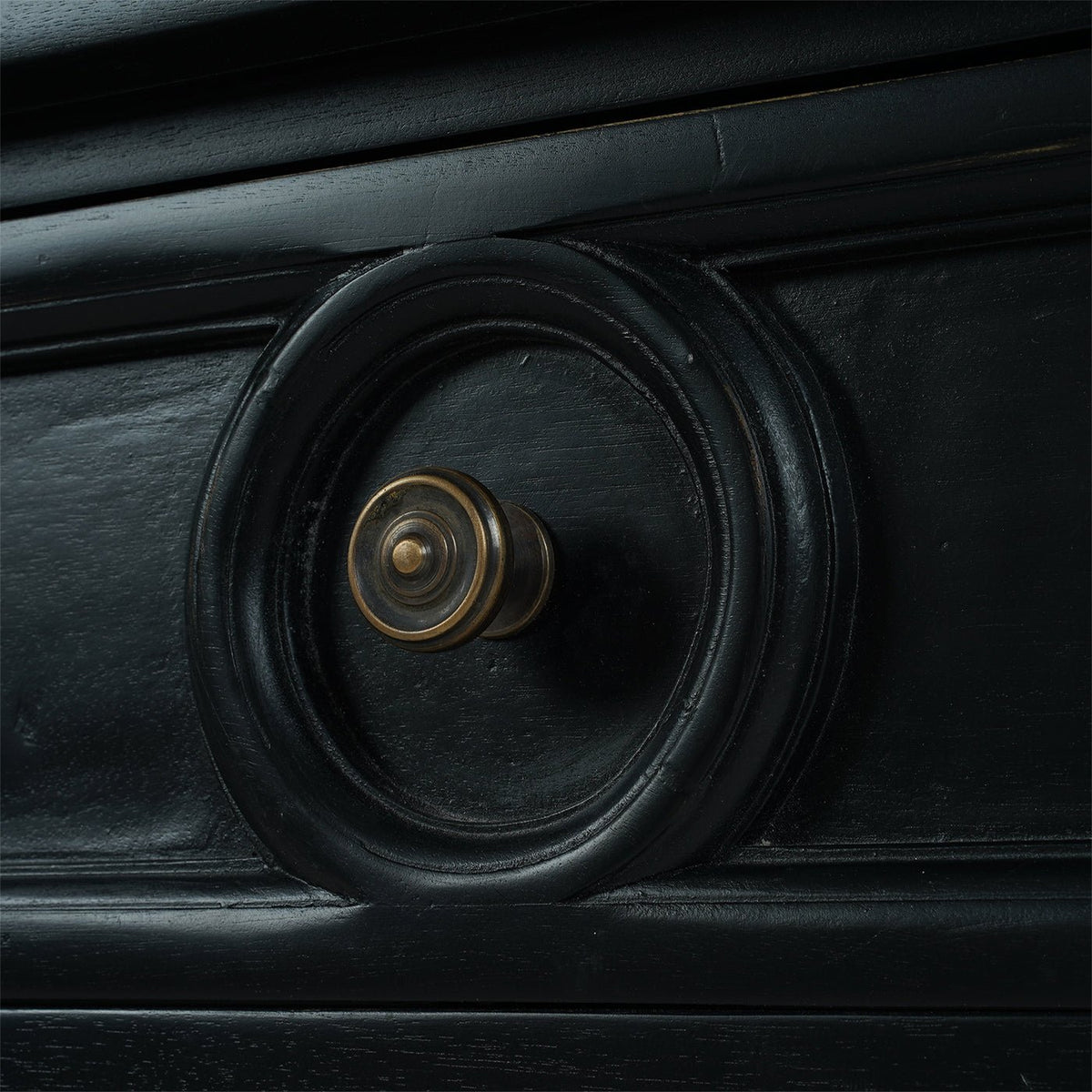 Rustic Rectangular Black Painted End Table - English Georgian America