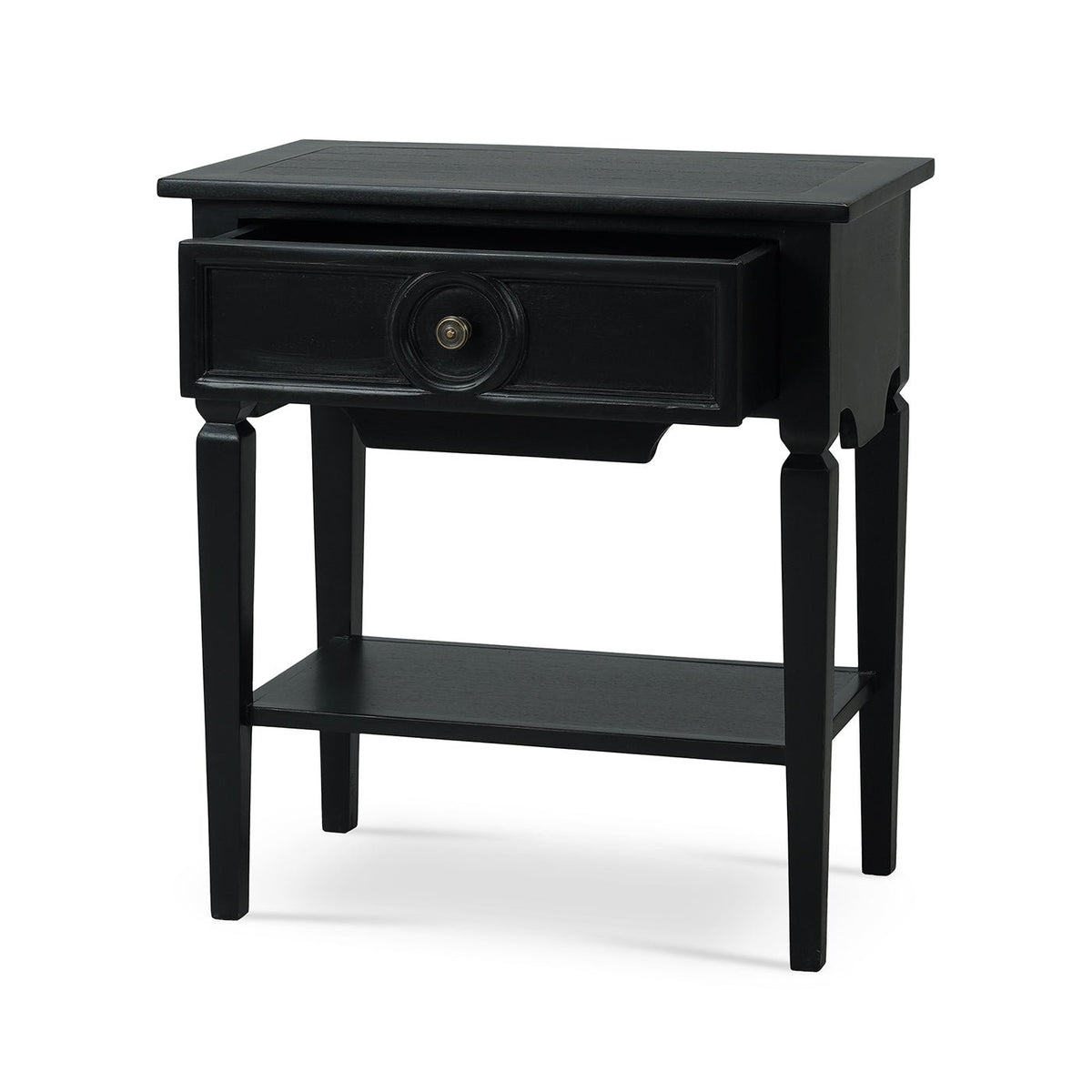 Rustic Rectangular Black Painted End Table - English Georgian America