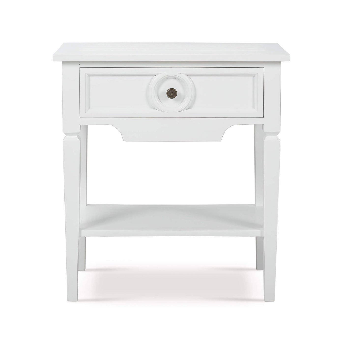 Rustic Rectangular White Painted End Table - English Georgian America