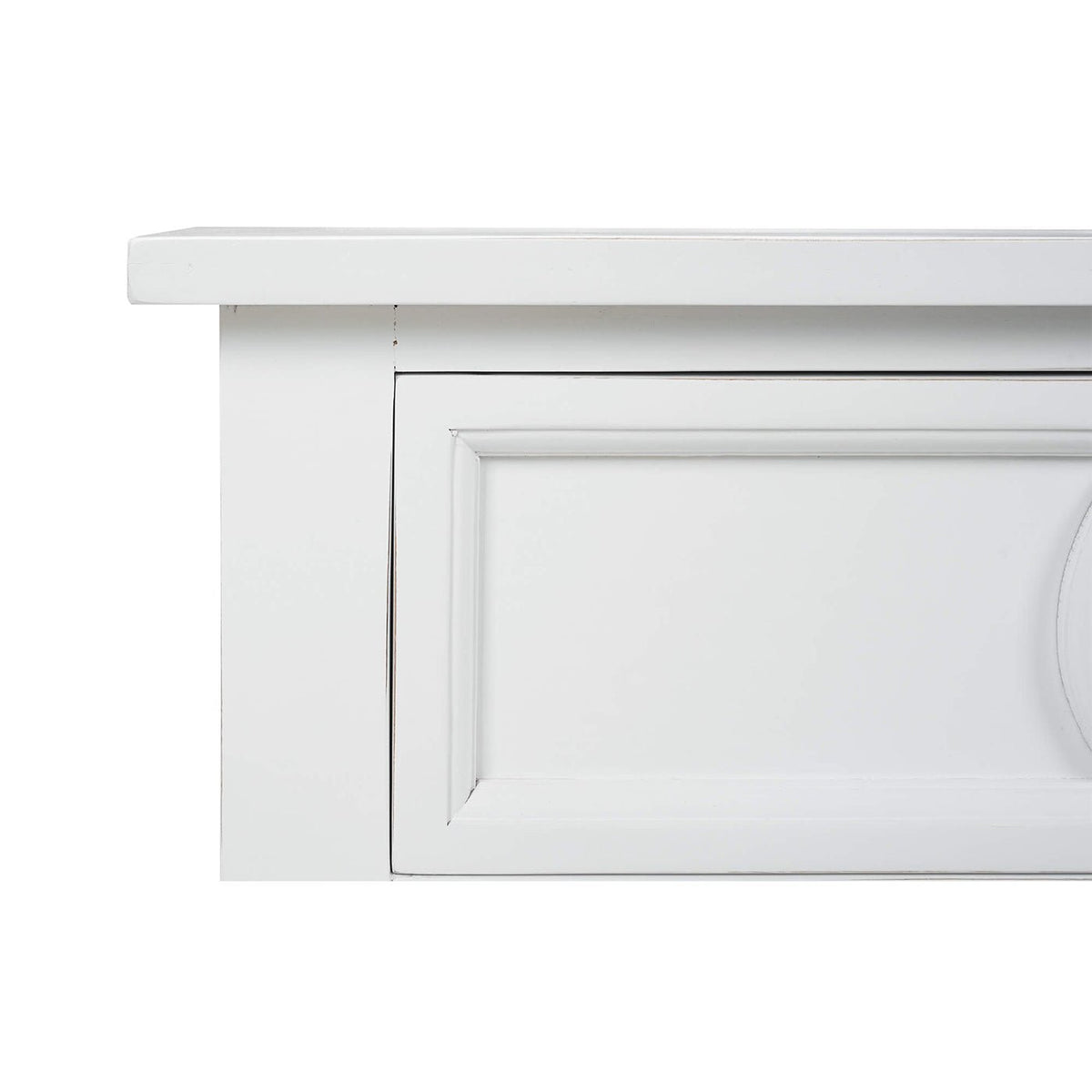 Rustic Rectangular White Painted End Table - English Georgian America